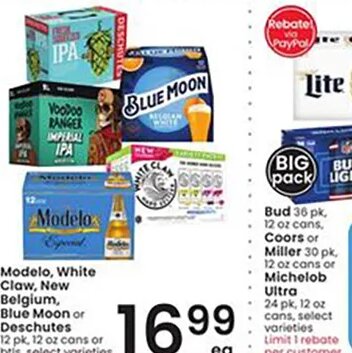 Modelo, White Claw, New Belgium, Blue Moon or Deschutes