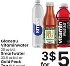 Glaceau Vitaminwater, Smartwater or Gold Peak Tea at Albertsons