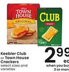 Keebler Club or Town House Crackers at Albertsons