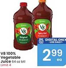 V8 100% Vegetable Juice at Albertsons