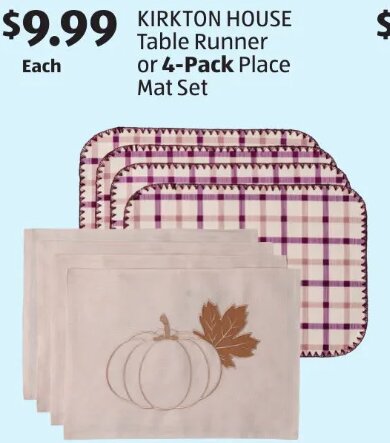 KIRKTON HOUSE Table Runner or 4-Pack Place Mat Set