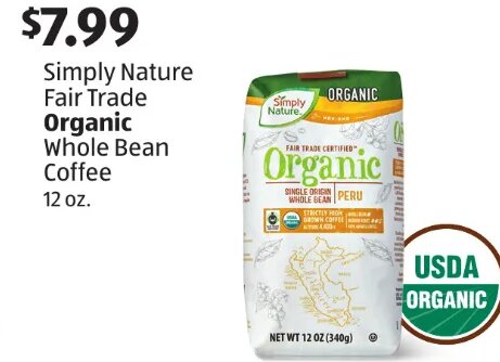 Simply Nature Fair Trade Organic Whole Bean Coffee at ALDI