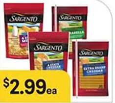Sargento Shredded or Sliced Cheese