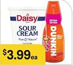 Dunkin' Coffee Creamer or Daisy Sour Cream at Bashas'