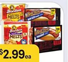 Borden Cheese Singles or Ball Park Meat Franks