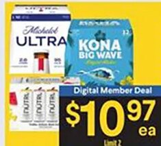 12-Pack Michelob Ultra or Kona or 8-Pack Nütrl Vodka Seltzer