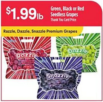 Green, Black or Red Seedless Grapes