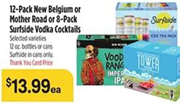 12-Pack New Belgium or Mother Road or 8-Pack Surfside Vodka Cocktails
