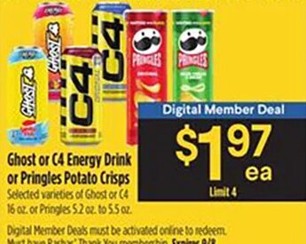 Ghost or C4 Energy Drink or Pringles Potato Crisps at Bashas'