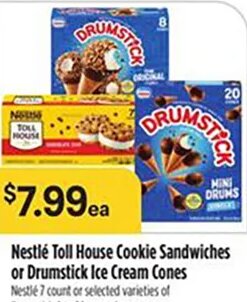 Nestlé Toll House Cookie Sandwiches or Drumstick Ice Cream Cones