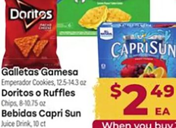 Galletas Gamesa / Doritos o Ruffles / Bebidas Capri Sun