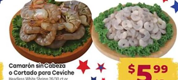 Camarón sin Cabeza o Cortado para Ceviche