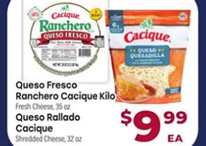 Queso Fresco Ranchero Cacique / Queso Rallado Cacique