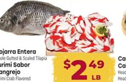 Mojarra Entera / Surimi Sabor Cangrejo