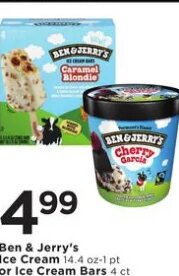 Ben & Jerry's Ice Cream or Ice Cream Bars at Cub Foods
