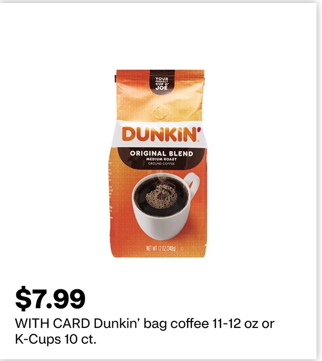 Dunkin' bag coffee at CVS