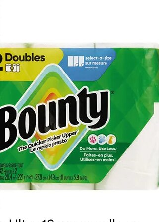 Charmin Ultra 12 mega rolls or Bounty Select-A-Size 6 double rolls at CVS