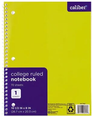 Caliber College Ruled Notebook