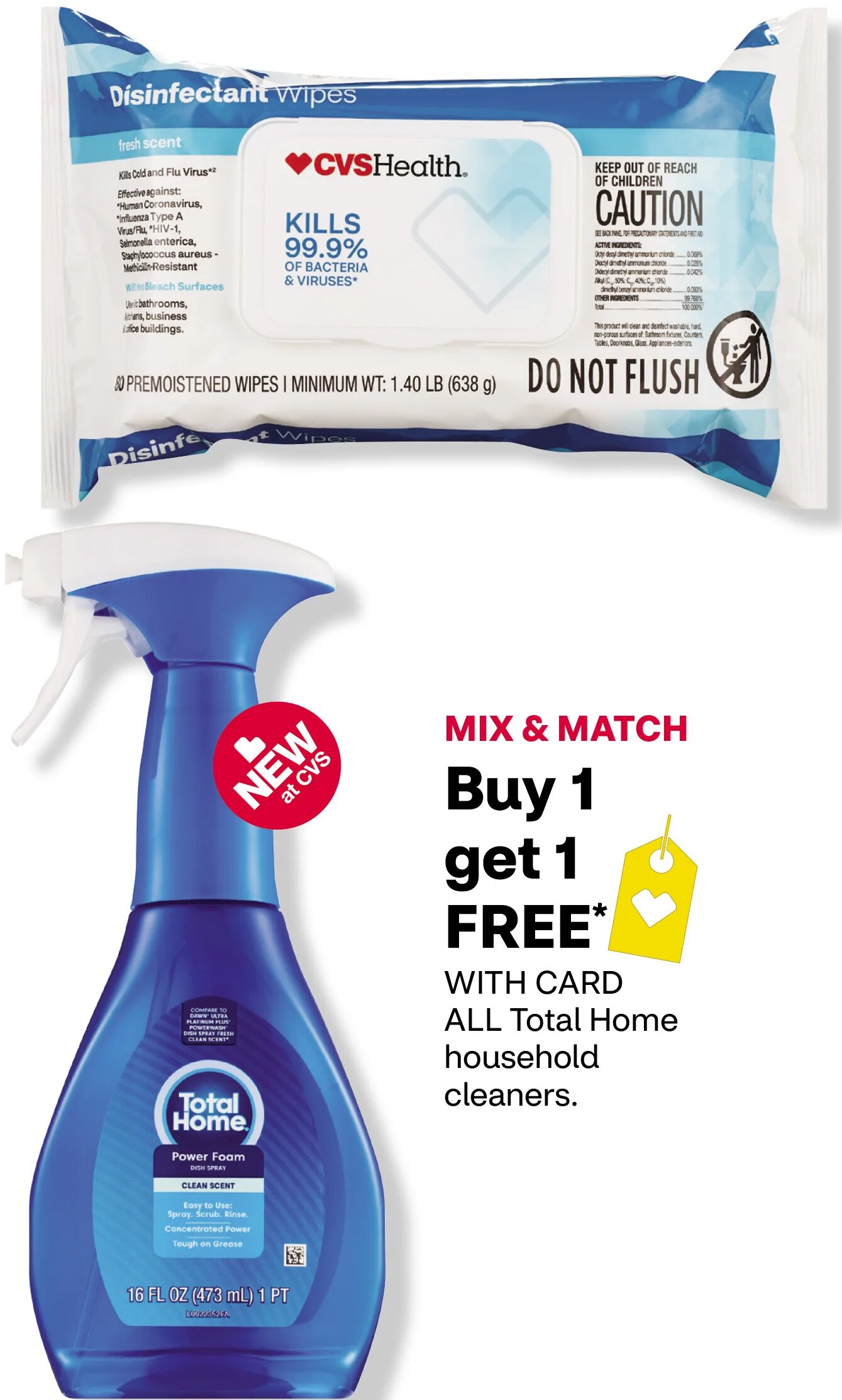 CVS Health Disinfectant Wipes / Total Home Power Foam