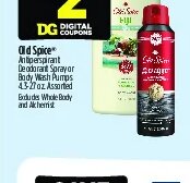 Old Spice Antiperspirant Deodorant Spray or Body Wash at Dollar General