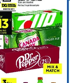 Dr Pepper, Canada Dry, 7UP, Sunkist, RC Cola & A&W