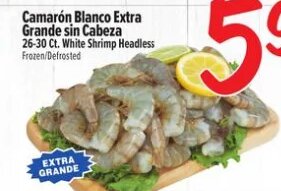 Camarón Blanco Extra Grande sin Cabeza
