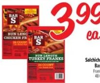 Bar-S Bun Length Chicken Franks / Turkey Franks