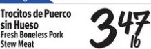 Trocitos de Puerco sin Hueso Fresh Boneless Pork Stew Meat at El Super