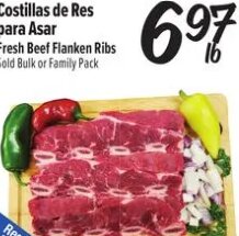 Costillas de Res para Asar Fresh Beef Flanken Ribs at El Super