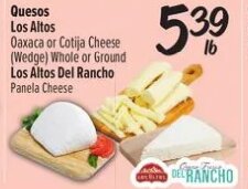 Quesos Los Altos Oaxaca or Cotija Cheese (Wedge) Whole or Ground Los Altos Del Rancho Panela Cheese
