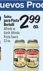 Salsa para Pasta Bertolli Alfredo or Garlic Alfredo