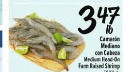 Camarón Mediano con Cabeza Medium Head-On Farm Raised Shrimp at Fiesta Mart
