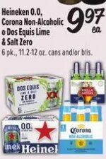 Heineken 0.0, Corona Non-Alcoholic o Dos Equis Lime & Salt Zero at Fiesta Mart