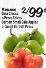 Manzanas Gala Chicas o Peras Chicas Bartlett Small Gala Apples or Small Bartlett Pears at Fiesta Mart