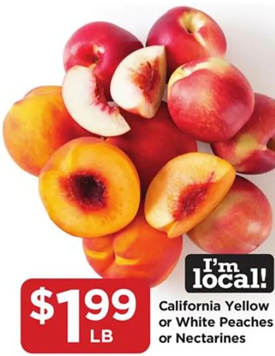 California Yellow or White Peaches or Nectarines
