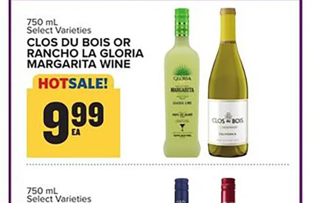Clos Du Bois or Rancho La Gloria Margarita Wine at Food Lion