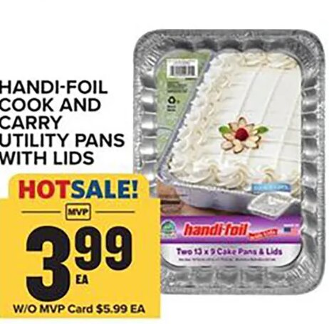 HANDI-FOIL COOK AND CARRY UTILITY PANS WITH LIDS