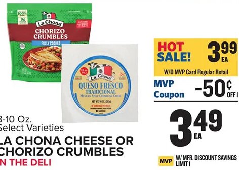 La Chona Cheese or Chorizo Crumbles at Food Lion