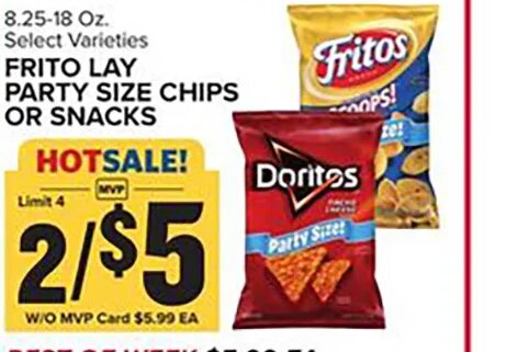 Frito Lay Party Size Chips or Snacks at Food Lion