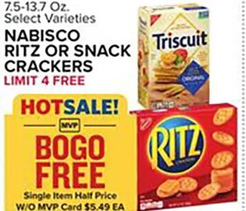 NABISCO RITZ OR SNACK CRACKERS