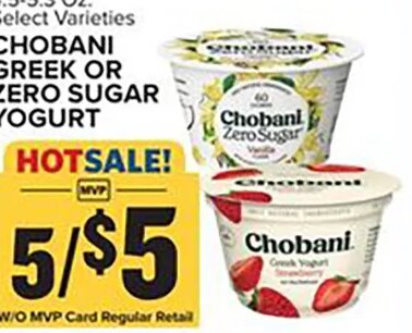 Chobani Greek or Zero Sugar Yogurt at Food Lion