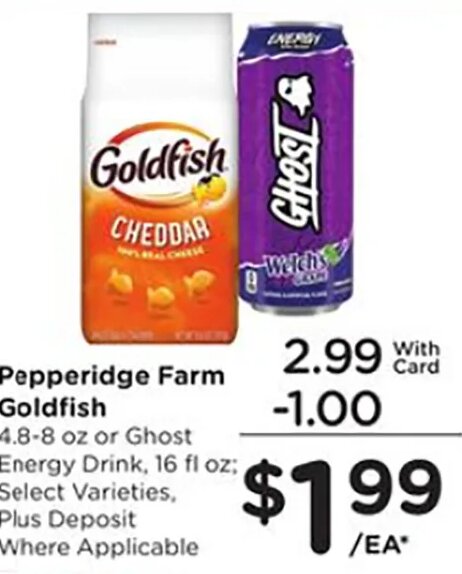 Pepperidge Farm Goldfish or Ghost Energy Drink at Fred Meyer