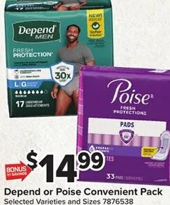 Depend or Poise Convenient Pack