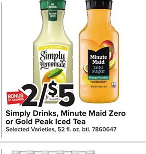 Simply Drinks, Minute Maid Zero or Gold Peak Iced Tea at Giant Food