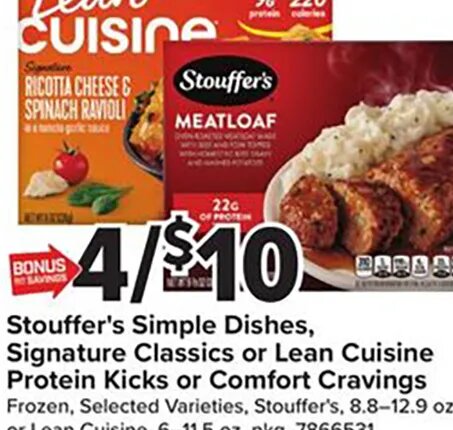 Stouffer's Simple Dishes, Signature Classics or Lean Cuisine
