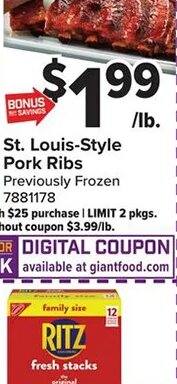 St. Louis-Style Pork Ribs at Giant Food