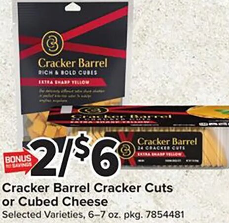 Cracker Barrel Cracker Cuts or Cubed Cheese at Giant Food