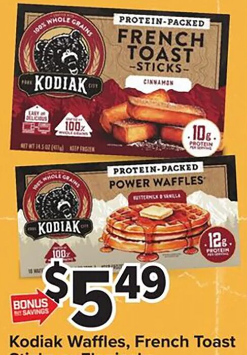 Kodiak Waffles, French Toast Sticks or Flapjacks
