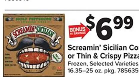 Screamin' Sicilian Core or Thin & Crispy Pizza at Giant Food