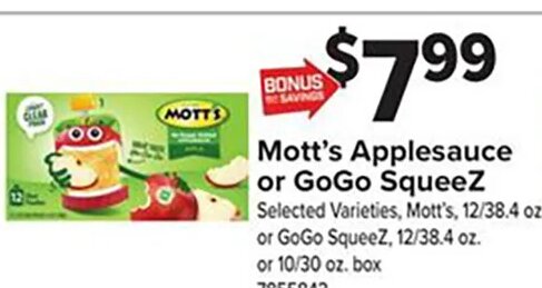 Mott's Applesauce or GoGo SqueeZ
